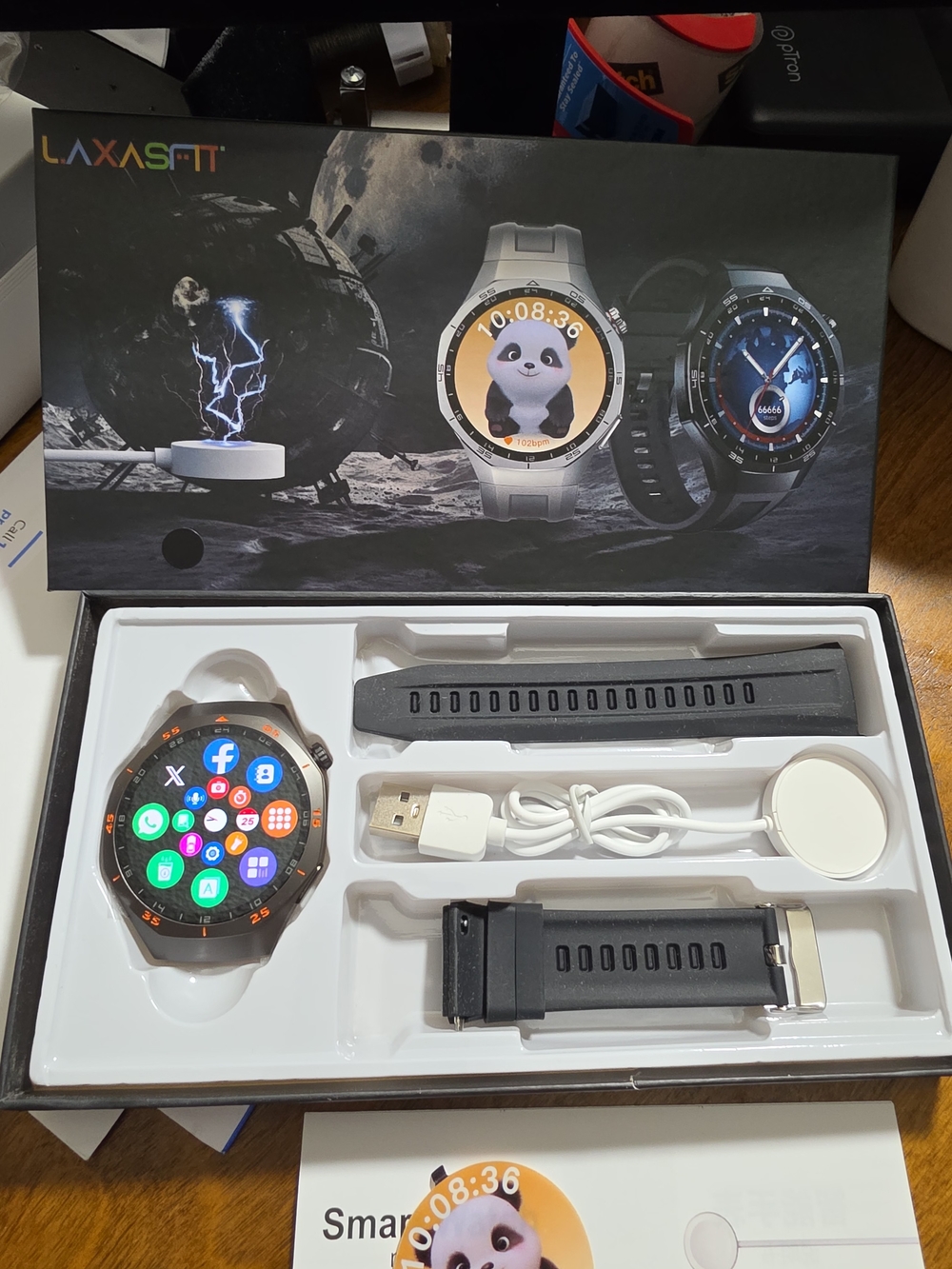 Silver Smartwatch with Black Bands